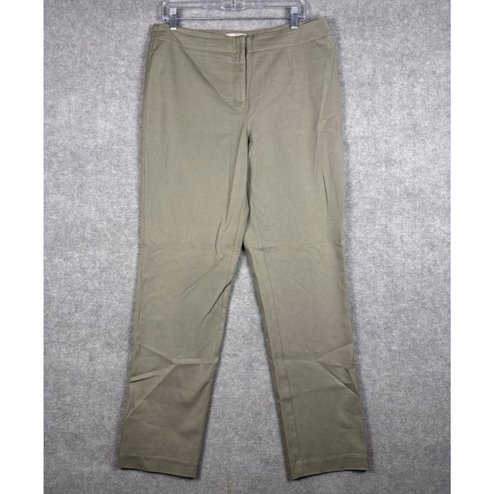 Chico's Katy Fabulously Slimming Straight Leg Pants 1.5 10 Regular Fatigue Green